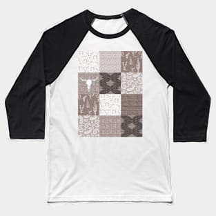 Southwest Desert Patchwork - Brown/Beige Baseball T-Shirt